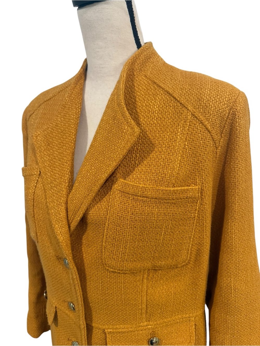 Chico’s Mustard Yellow Tailored Button Front Coat - Picture 9 of 16